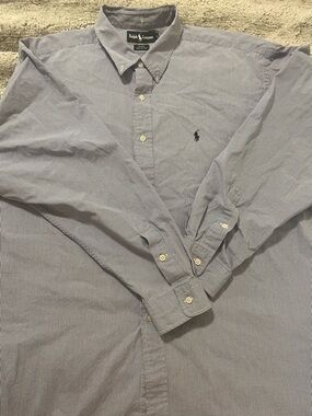 Ralph Lauren Men's Light Blue Pinstripe Button-Down Shirt